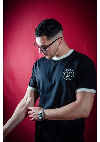 1921 Nakış Logo Siyah Erkek T-Shirt Nw