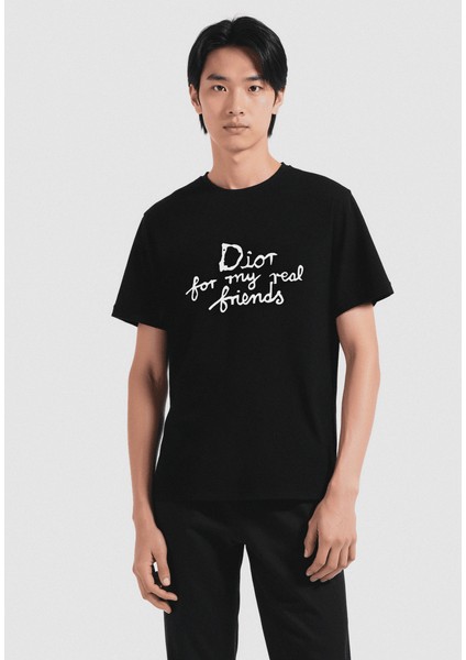 Nakış Yazı Detaylı Siyah Erkek T-Shirt Nw fiyatları