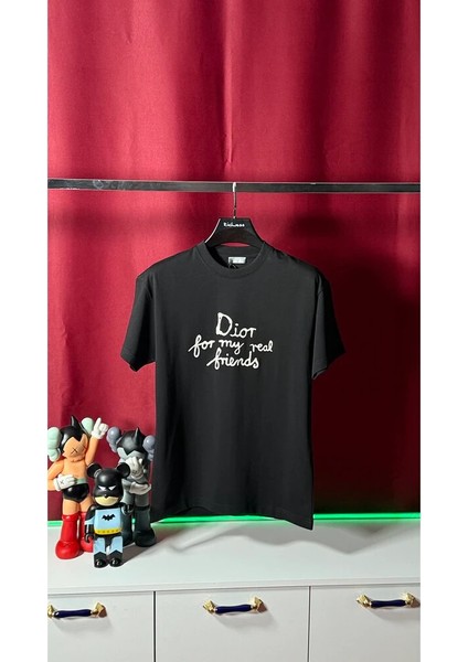 Nakış Yazı Detaylı Siyah Erkek T-Shirt Nw modelleri