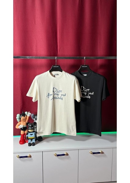 Nakış Yazı Detaylı Siyah Erkek T-Shirt Nw fırsatları