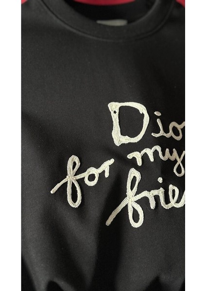 Nakış Yazı Detaylı Siyah Erkek T-Shirt Nw indirimleri