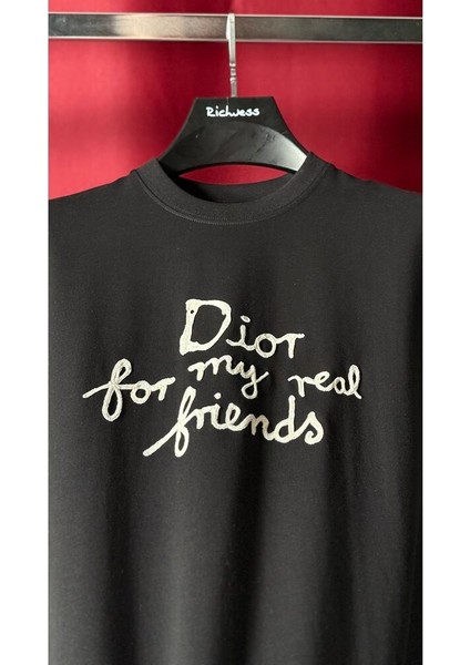 Nakış Yazı Detaylı Siyah Erkek T-Shirt Nw