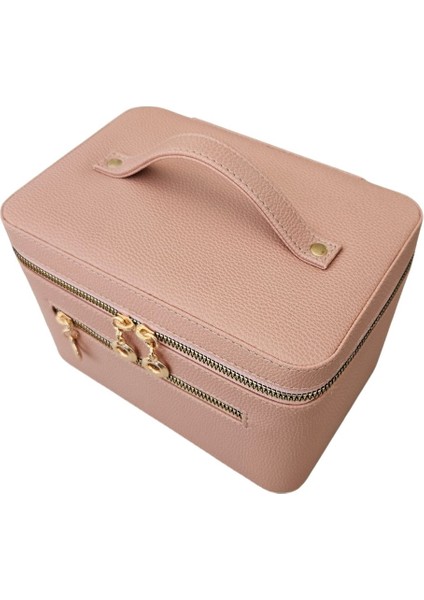 Şık Pembe Deri Aynalı Taşıma Çantası, Makyaj ve Bakım Kutusu (14X21X14 Cm) modelleri