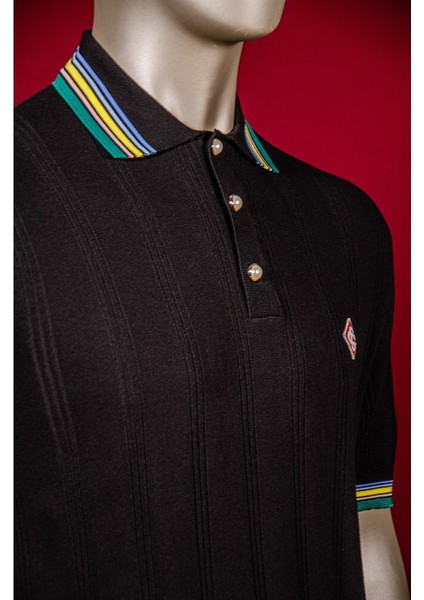 Havlu Kumaş Siyah Erkek Polo T-Shirt Nw fırsatları