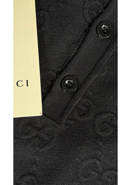 Monogram Nakış Detaylı Siyah Polo T-Shirt Nw modelleri