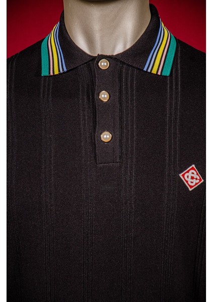 Havlu Kumaş Siyah Erkek Polo T-Shirt Nw indirimleri