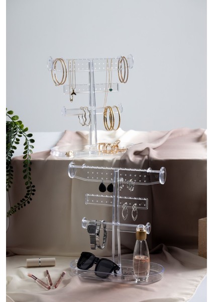 Beyaz Takı ve Aksesuar Standı, Kolye, Yüzük, Küpe Organizeri, 2'li Set fiyatları