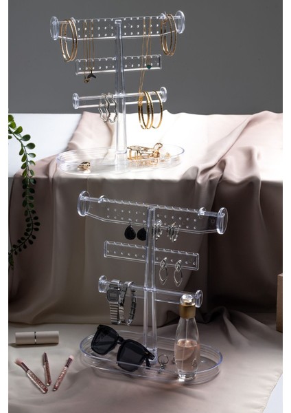 Beyaz Takı ve Aksesuar Standı, Kolye, Yüzük, Küpe Organizeri, 2'li Set fırsatları