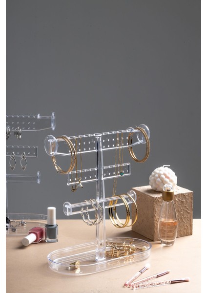 Beyaz Takı ve Aksesuar Standı, Kolye, Yüzük, Küpe Organizeri, 2'li Set indirimleri