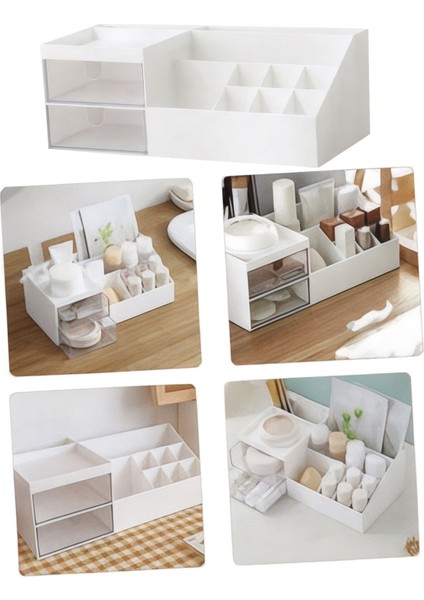 Iki Çekmeceli Şeffaf Makyaj Düzeni Organizeri, Pratik ve Şık Tasarım indirimleri