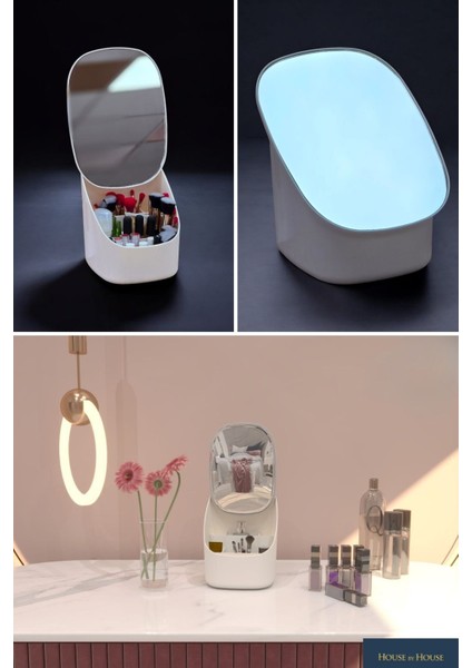 Aynalı Kanguru Kozmetik Düzenleyici Beyaz, Şık ve Pratik Organizer