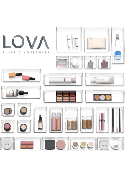 12 Parça Şeffaf Çok Amaçlı Çekmece Düzenleyici Seti (2'li) modelleri