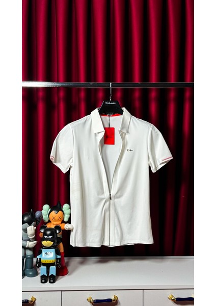 Ithal Baskı Logo Detaylı Beyaz Polo Yaka T-Shirt