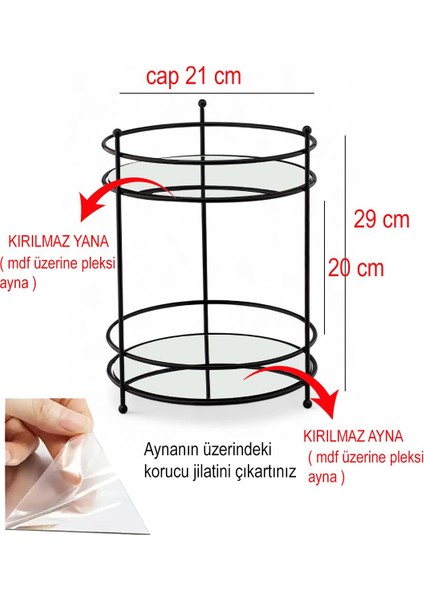 Iki Katlı Siyah Aynalı Makyaj Organizeri, Şık ve Fonksiyonel Depolama Çözümü modelleri