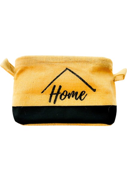 Sweet Home Jüt Hasır Ev Düzenleyici Mutfak Banyo Salon Sepeti Katlanır Sıvı Korumalı Küçük