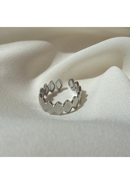 Baklava Desen Silver Yüzük