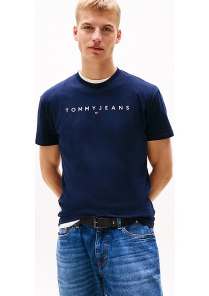 Th DM0DM20744 Tjm Reg Lınear Logo Tee Ext Erkek Tshirt