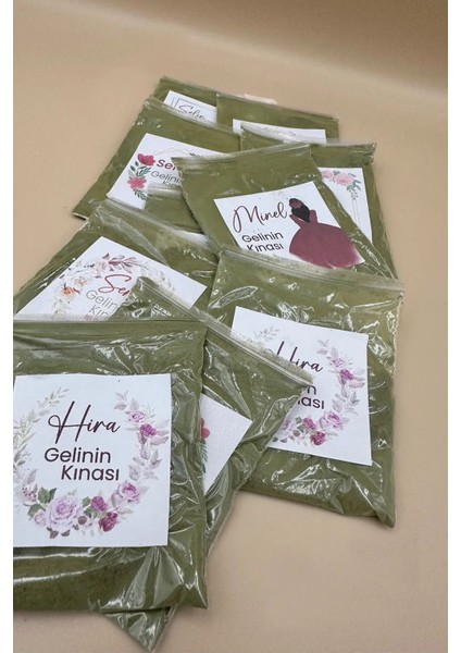 100 Adet Kişiye Özel Dağıtmalık Hediyelik Kına, Kına Gecesi, 6 Ay Kınası, Hediye Kına Paketi modelleri