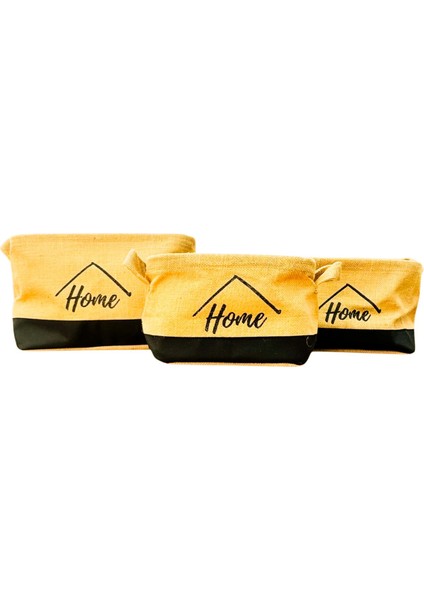 Home Jüt Hasır Ev Düzenleyici Mutfak Banyo Salon Sepeti Katlanır Sıvı Korumalı Üçlü Set