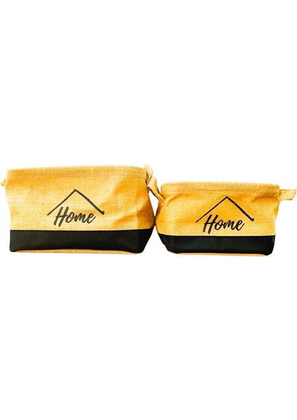 Home Jüt Hasır Ev Düzenleyici Mutfak Banyo Salon Sepeti Katlanır Sıvı Korumalı Ikili Set B-O