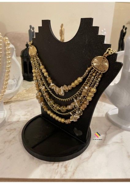 Şık 21CM Dekoratif Takı ve Mücevher Organizer Manken Seti Siyah fiyatları