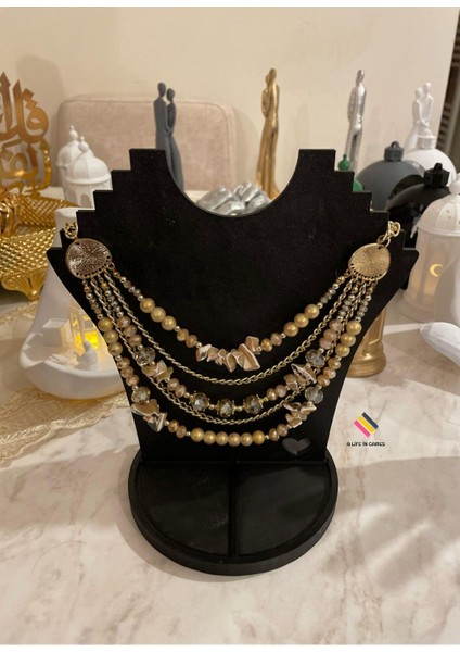 Şık 21CM Dekoratif Takı ve Mücevher Organizer Manken Seti Siyah modelleri