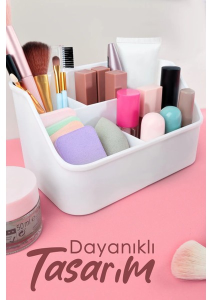 5 Bölmeli Çok Amaçlı Aksesuar Organizer, Masaüstü ve Kozmetik Düzenleyici, Beyaz indirimleri