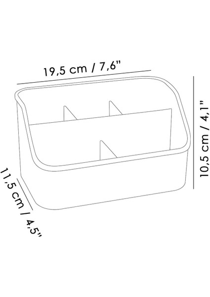 5 Bölmeli Çok Amaçlı Aksesuar Organizer, Masaüstü ve Kozmetik Düzenleyici, Beyaz