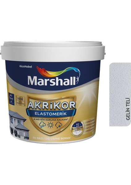 Akrikor Elastomerik Silikonlu Dış Cephe Boyası 2,5 Lt Gelin Teli