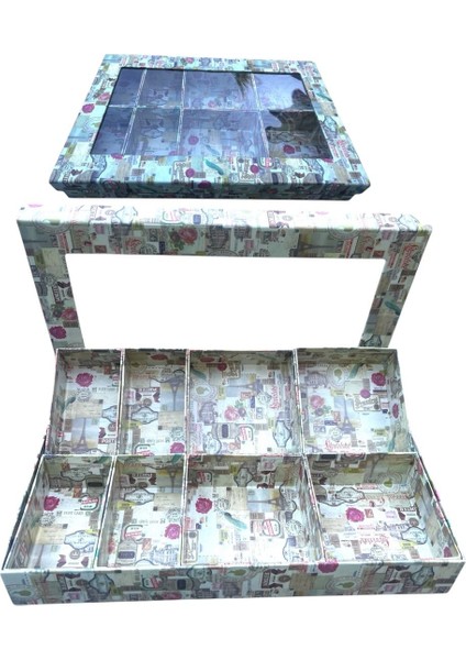 8 Bölmeli Şeffaf Kapaklı Çok Amaçlı Organizer Kutu Kahverengi modelleri