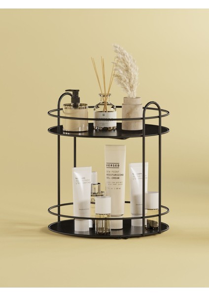 Çok Amaçlı Iki Katlı Banyo ve Makyaj Organizeri, Siyah Renkli