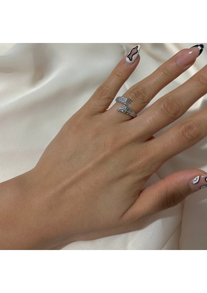 Birleşim Taşlı Çelik Yüzük