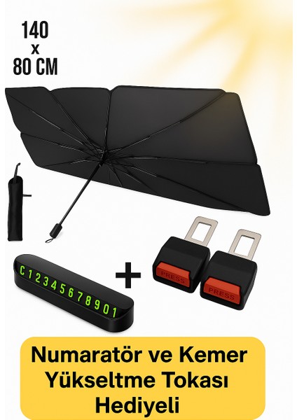 Kıa Carens 2.0 Dsl Ov Araca Uygun Oto Güneşlik- Numaratör ve Kemer Tokası Hediyeli