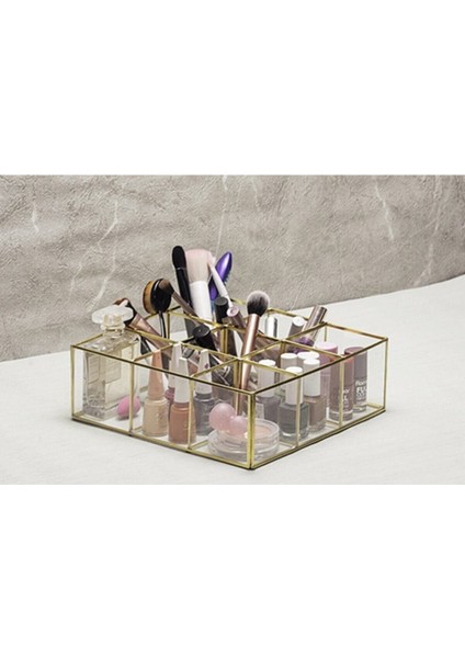 Şık Altın Renkli Cam Makyaj Organizer Kutusu, Düzen ve Zarafet Için Mükemmel modelleri