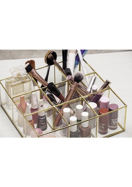 Şık Altın Renkli Cam Makyaj Organizer Kutusu, Düzen ve Zarafet Için Mükemmel fırsatları