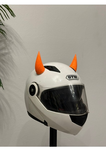 Motor & Motosiklet Turuncu Simli Şeytan Boynuzu Kask Dış Aksesuar modelleri