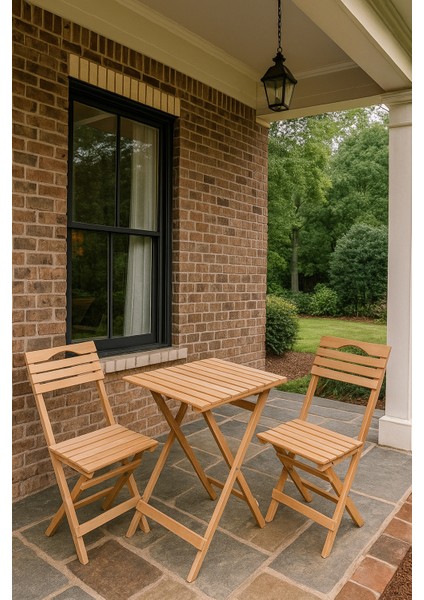 Balkon Bahçe Mutfak 3'lü Bistro Set Katlanır Masa Sandalye 2 Sandalye 1 Masa