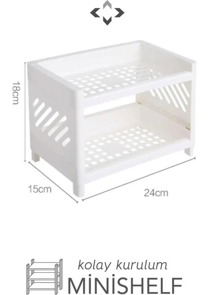 Iki Katlı Çok Amaçlı Masaüstü Raf Düzenleyici Beyaz Kolay Kurulum fiyatları