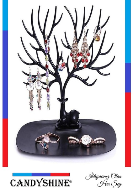 Şık Siyah Geyik Tasarımlı Takı Düzenleyici, Yüzük ve Küpe Saklama Alanı fiyatları