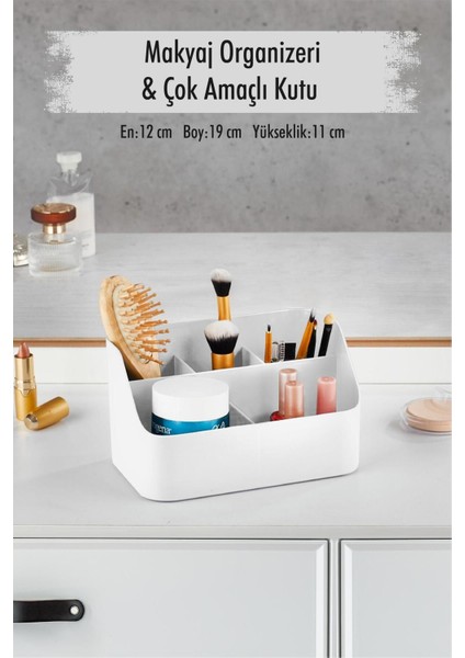 Beyaz Çok Amaçlı Kozmetik ve Makyaj Kutusu Organizeri
