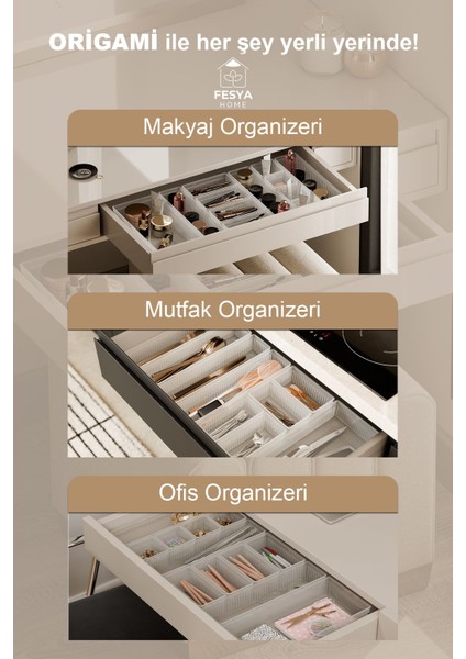 Şeffaf 15'li Makyaj Düzenleyici, Çekmece Içi Organizer, Şık ve Pratik Set fırsatları