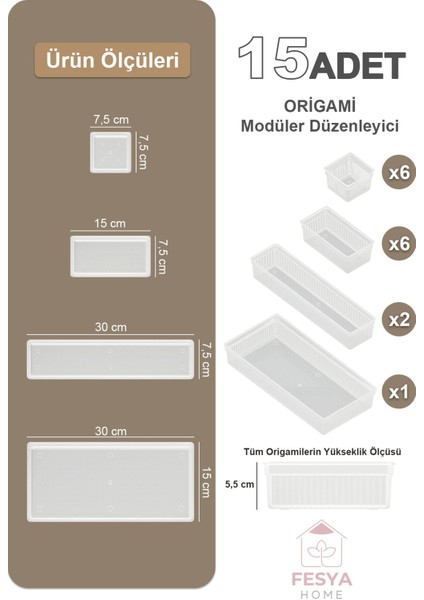 Şeffaf 15'li Makyaj Düzenleyici, Çekmece Içi Organizer, Şık ve Pratik Set indirimleri