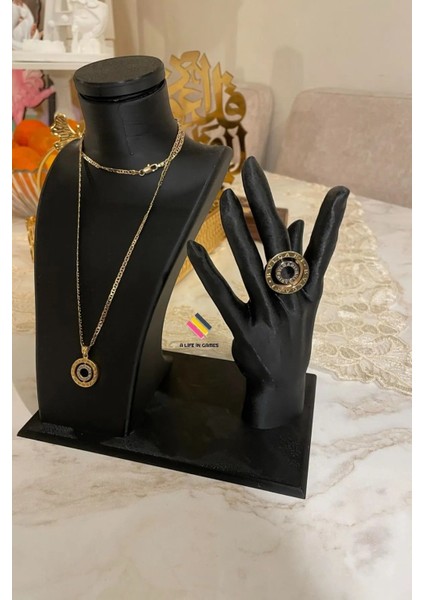 Şık Dekoratif Takı ve Yüzük Manken Teşhir Standı Seti, Organizer, Kolye ve Mücevher Sergileme