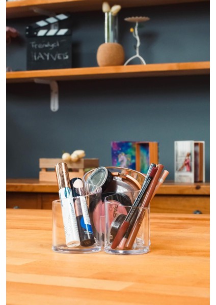 3'lü Makyaj Organizer Seti, Ruj, Fırça ve Oje Saklama Düzeni Beyaz modelleri