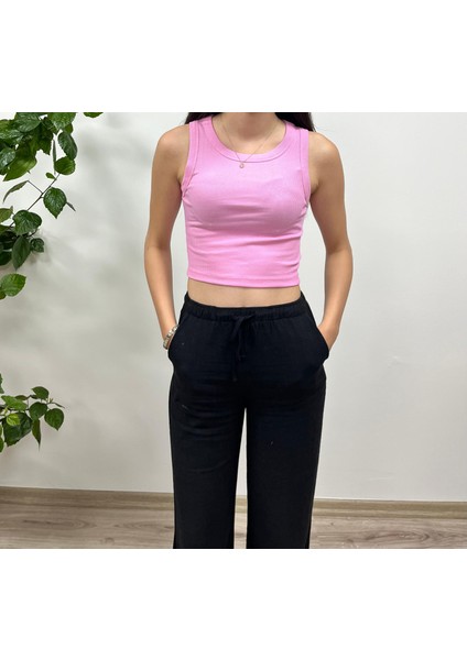 Pamuklu Ribana Crop Atlet
