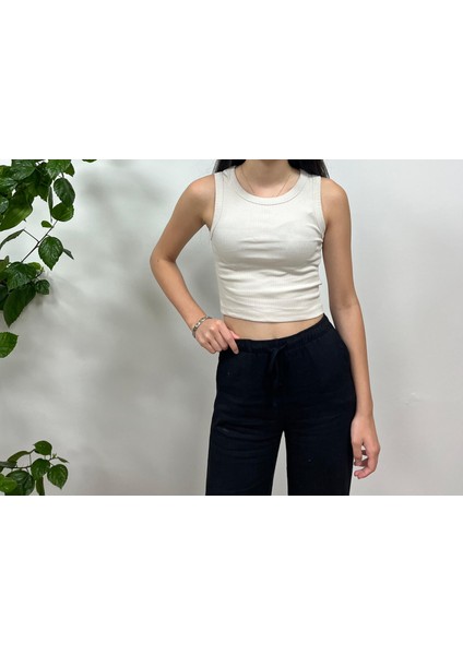 Pamuklu Ribana Crop Atlet
