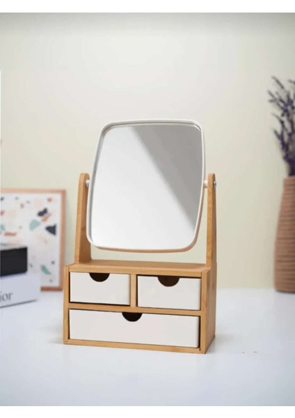 Bambu 3 Çekmeceli Aynalı Organizer, Makyaj ve Takı Düzenleyici modelleri