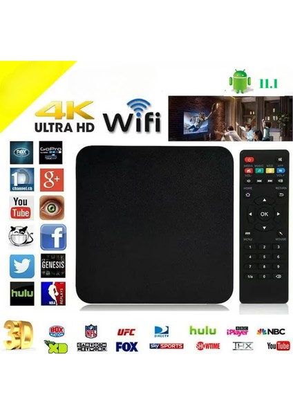 Fırsat7 4K Android 11.1 -3840X2160 Çözünürlük H265 4 Çekirdek Işlemci Tv Box indirimleri