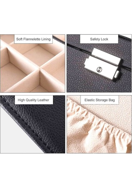 Şık 2 Katlı Büyük Takı ve Makyaj Organizer Seyahat Çantası Siyah fırsatları