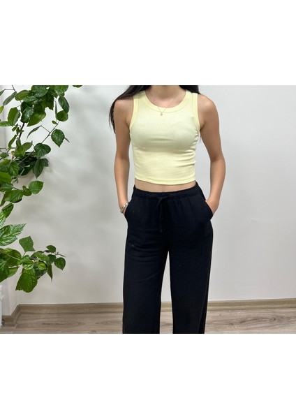 Pamuklu Ribana Crop Atlet